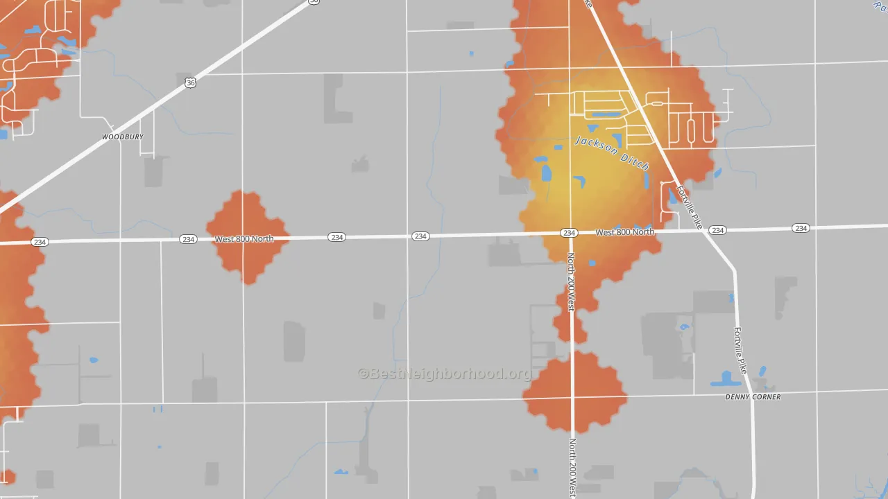 Bike Grade map of Woodbury, IN