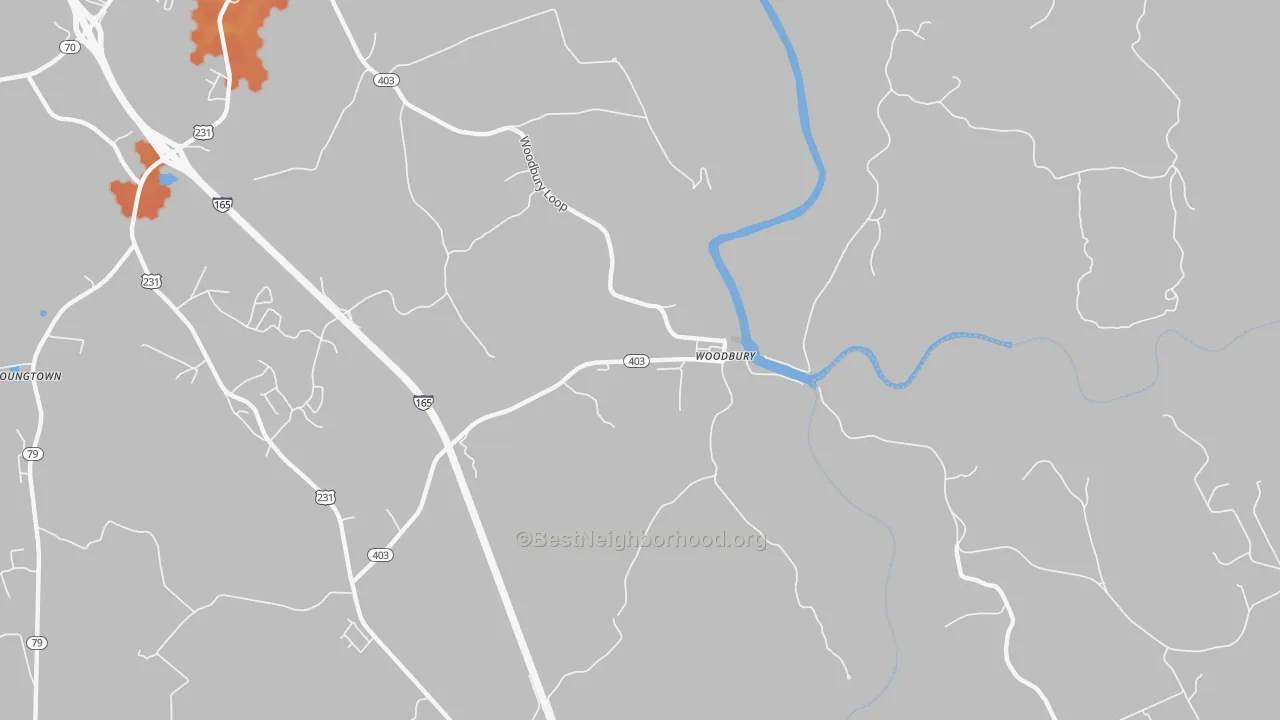 Bike Grade map of Woodbury, KY
