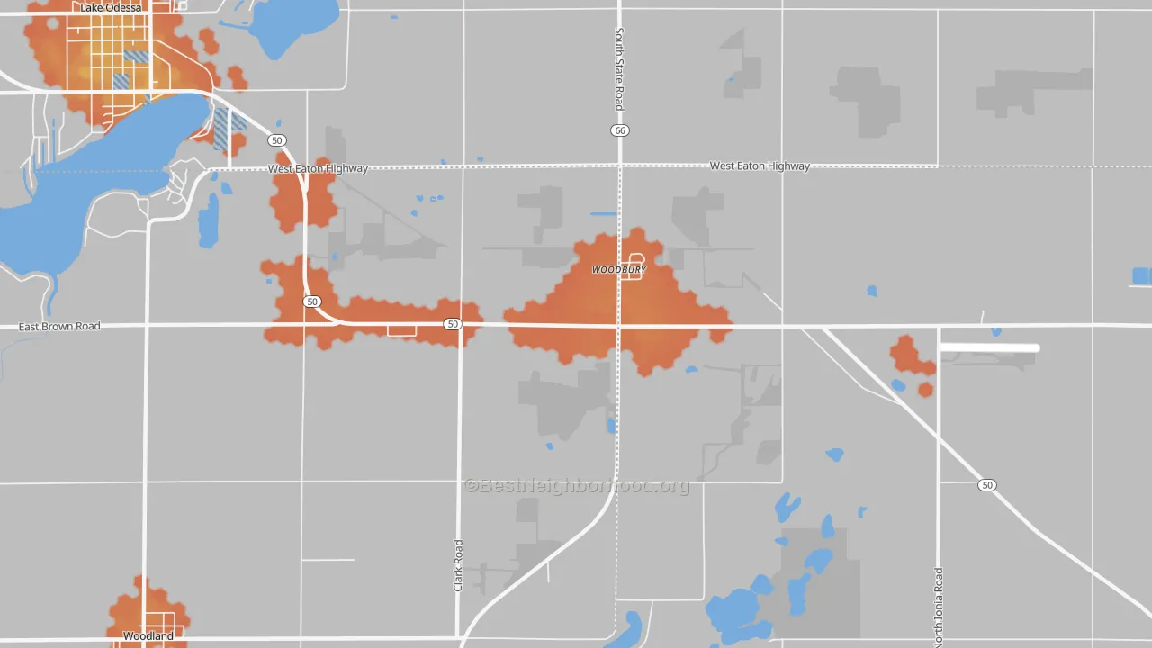 Bike Grade map of Woodbury, MI