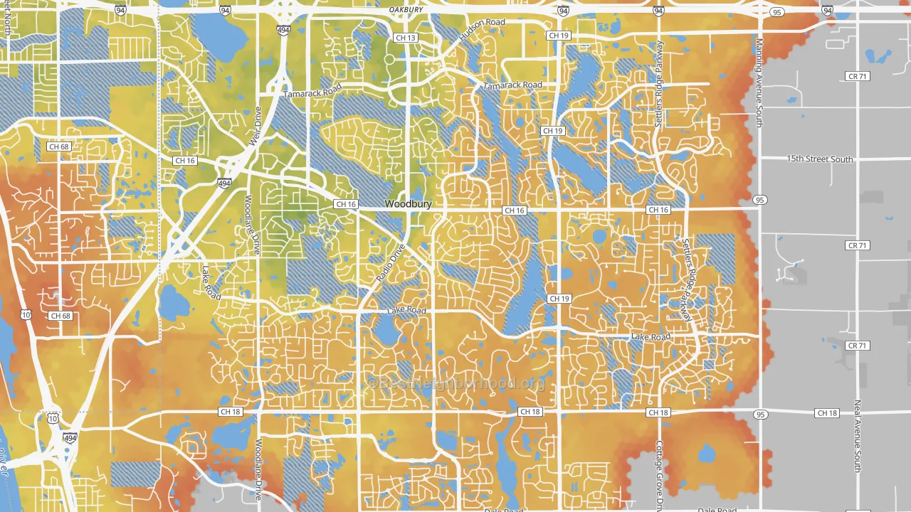 Bike Grade map of Woodbury, MN