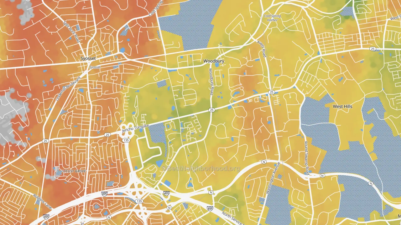 Bike Grade map of Woodbury, NY