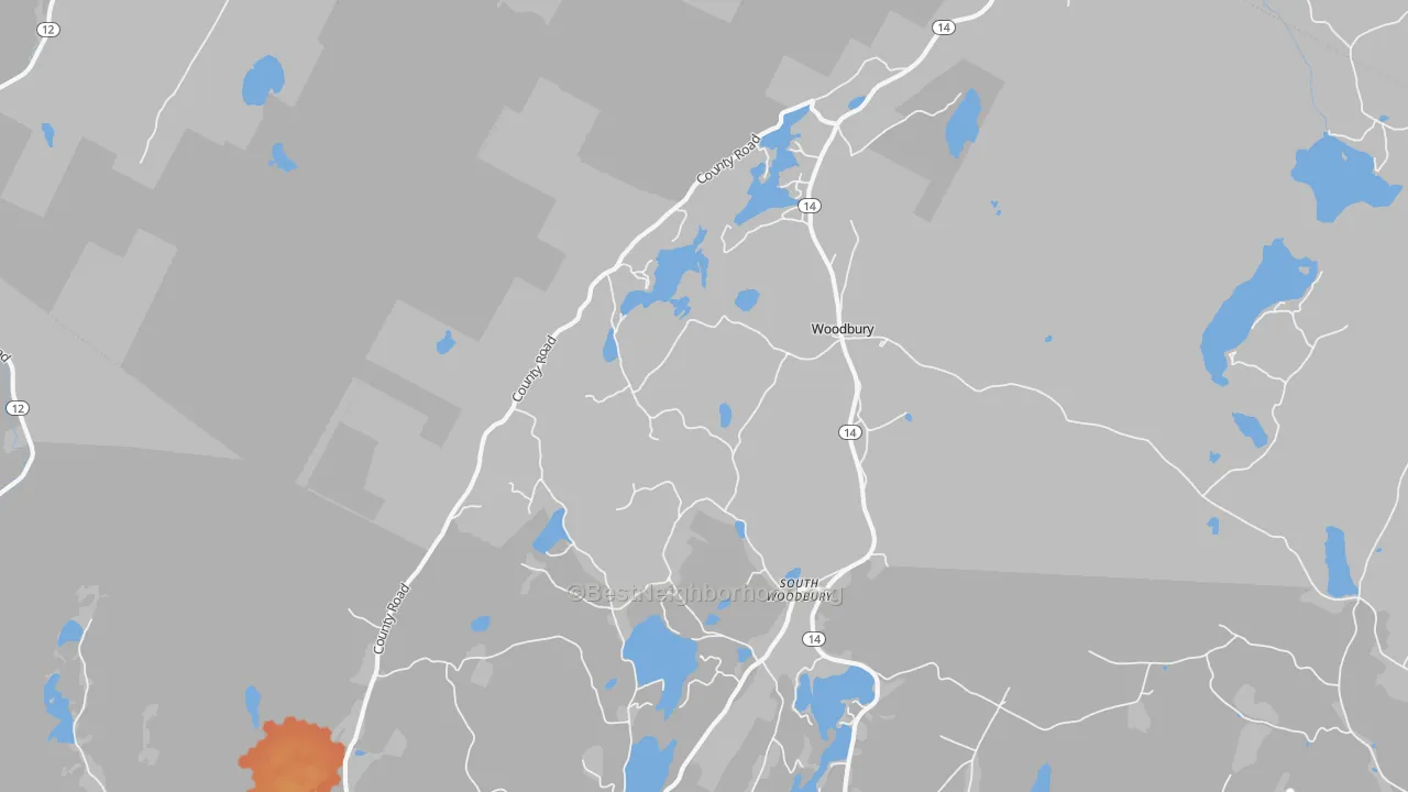 Bike Grade map of Woodbury, VT