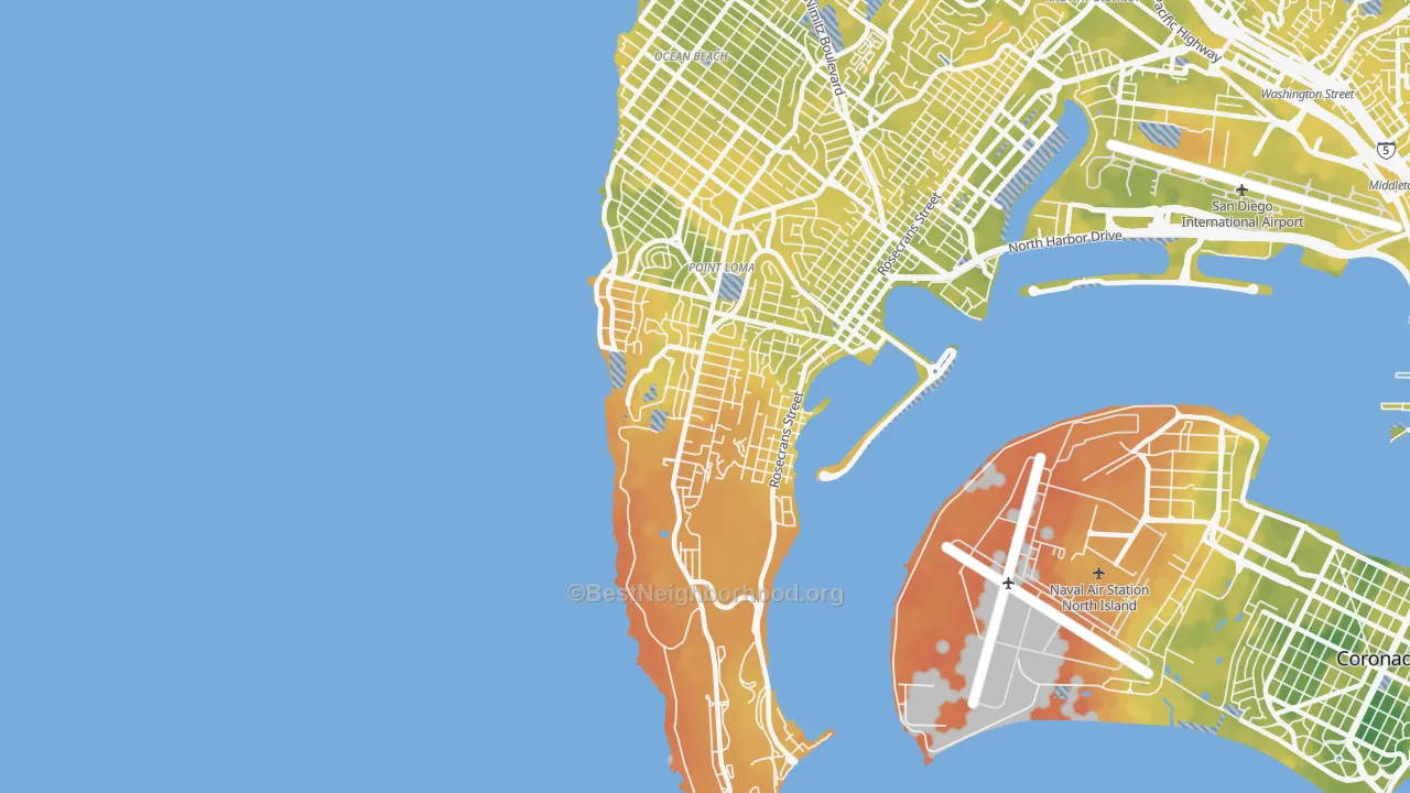 Bike Grade map of Wooded Area, San Diego, CA