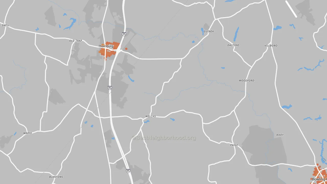 Bike Grade map of Woodford, VA