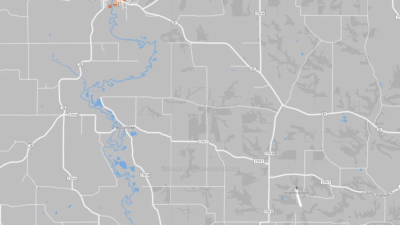 Bike Grade map of Woodford, WI