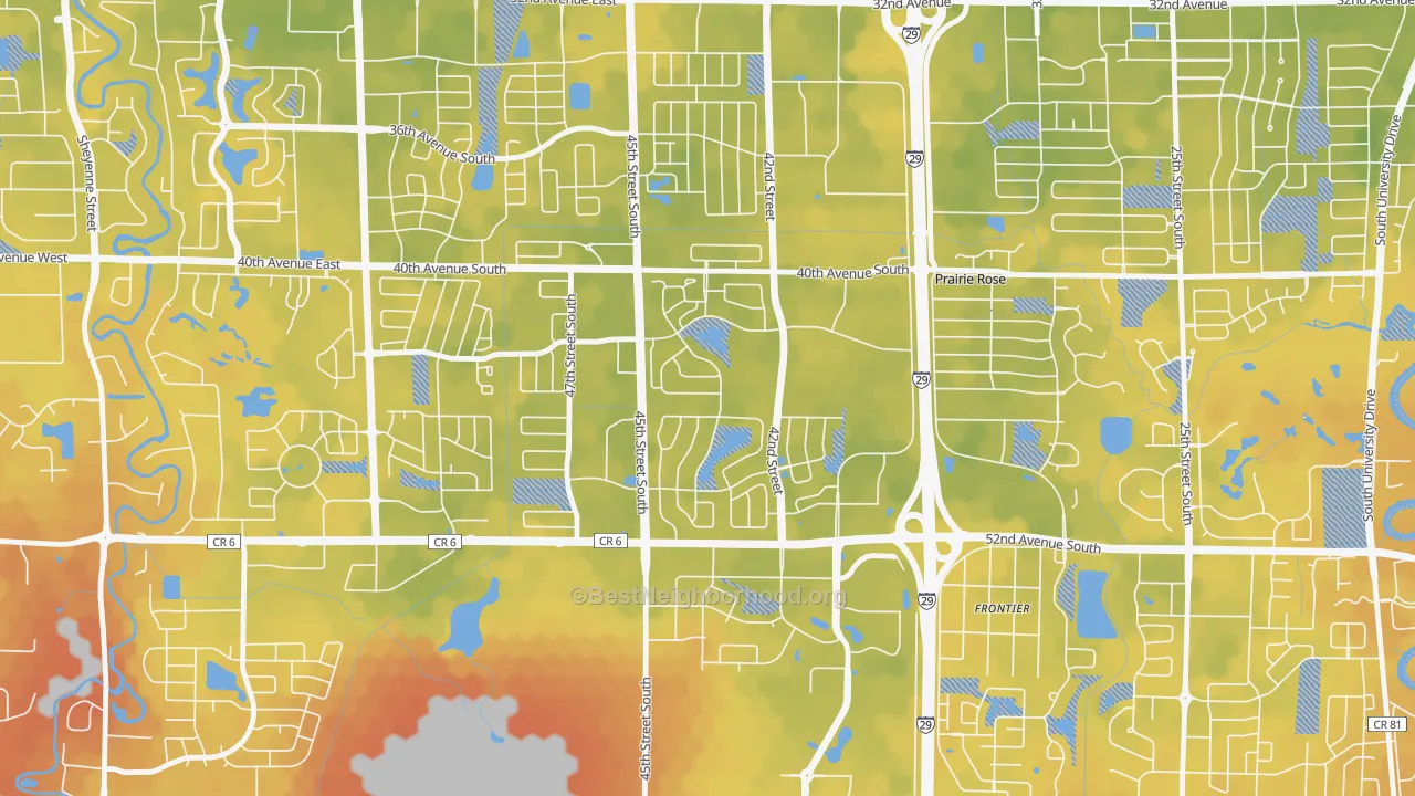 Bike Grade map of Woodhaven, Fargo, ND