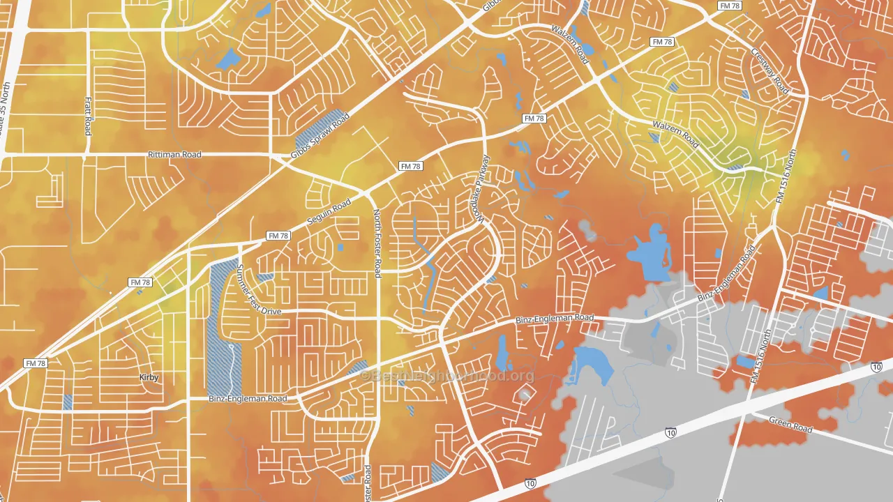 Bike Grade map of Woodlake, San Antonio, TX
