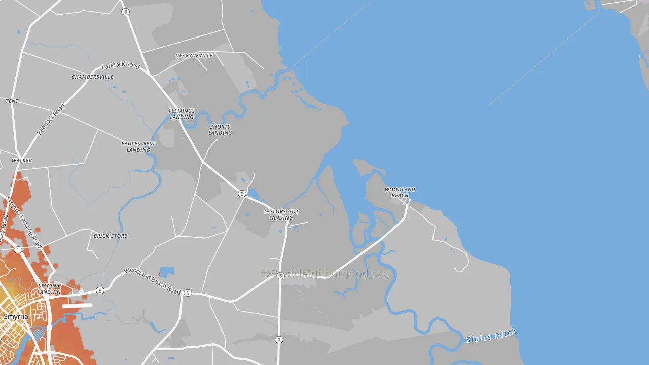 Bike Grade map of Woodland Beach, DE