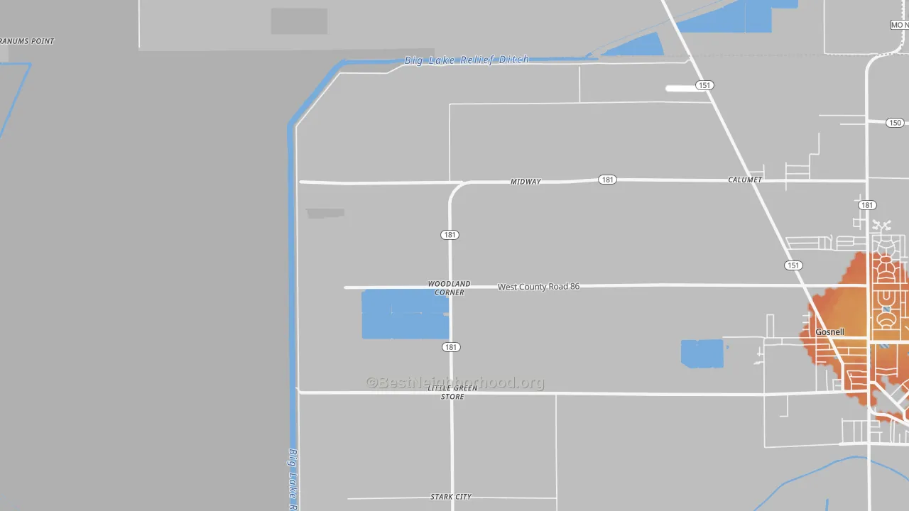 Bike Grade map of Woodland Corner, AR