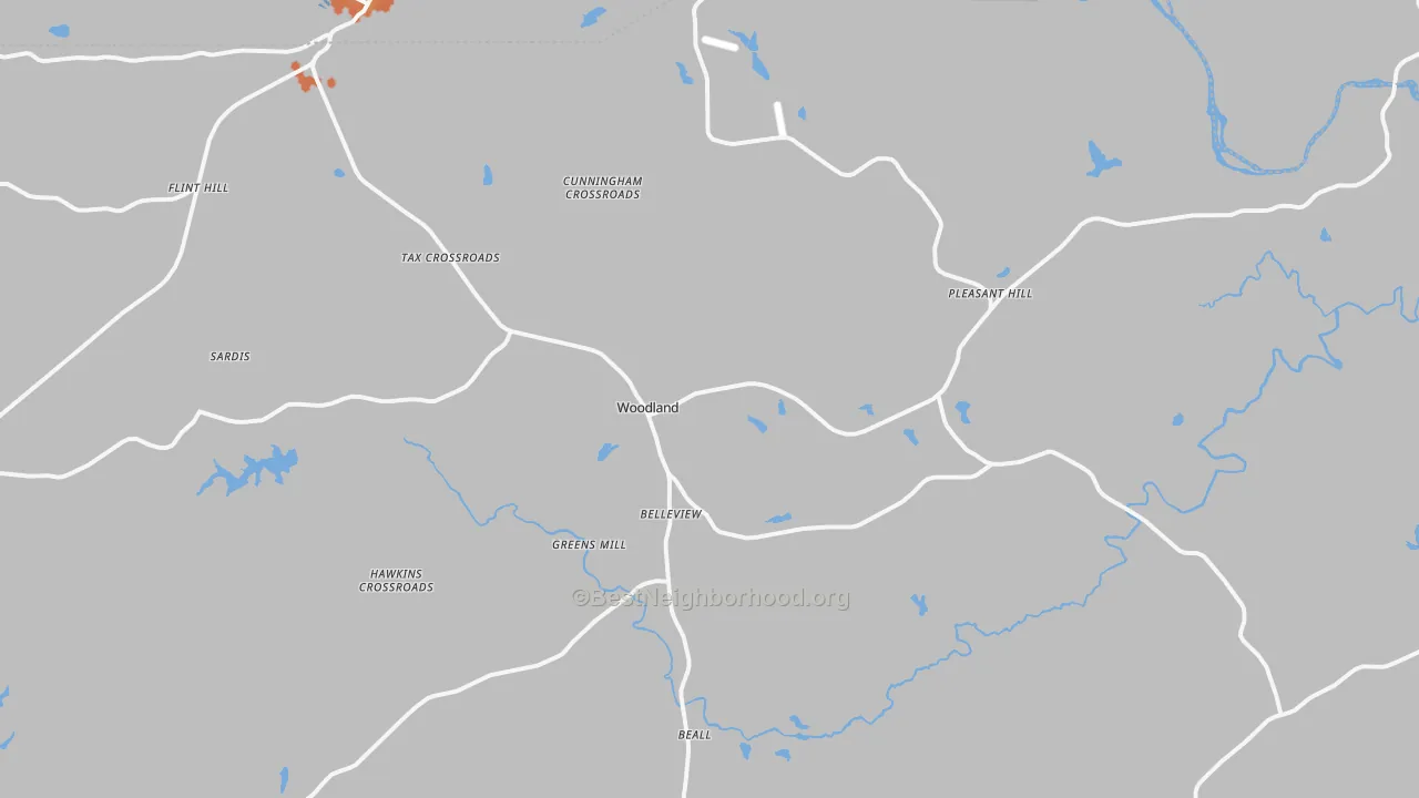 Bike Grade map of Woodland, GA