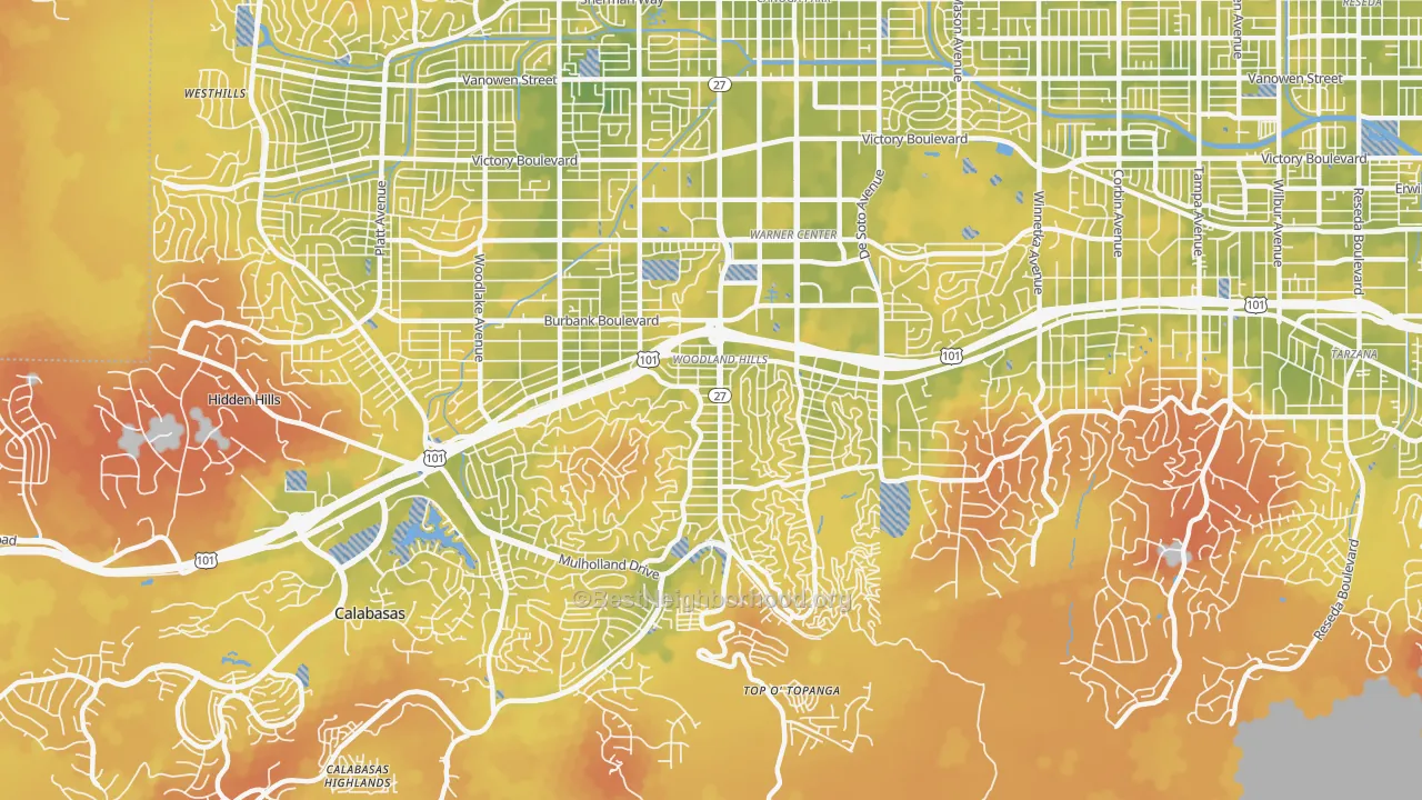 Bike Grade map of Woodland Hills, CA