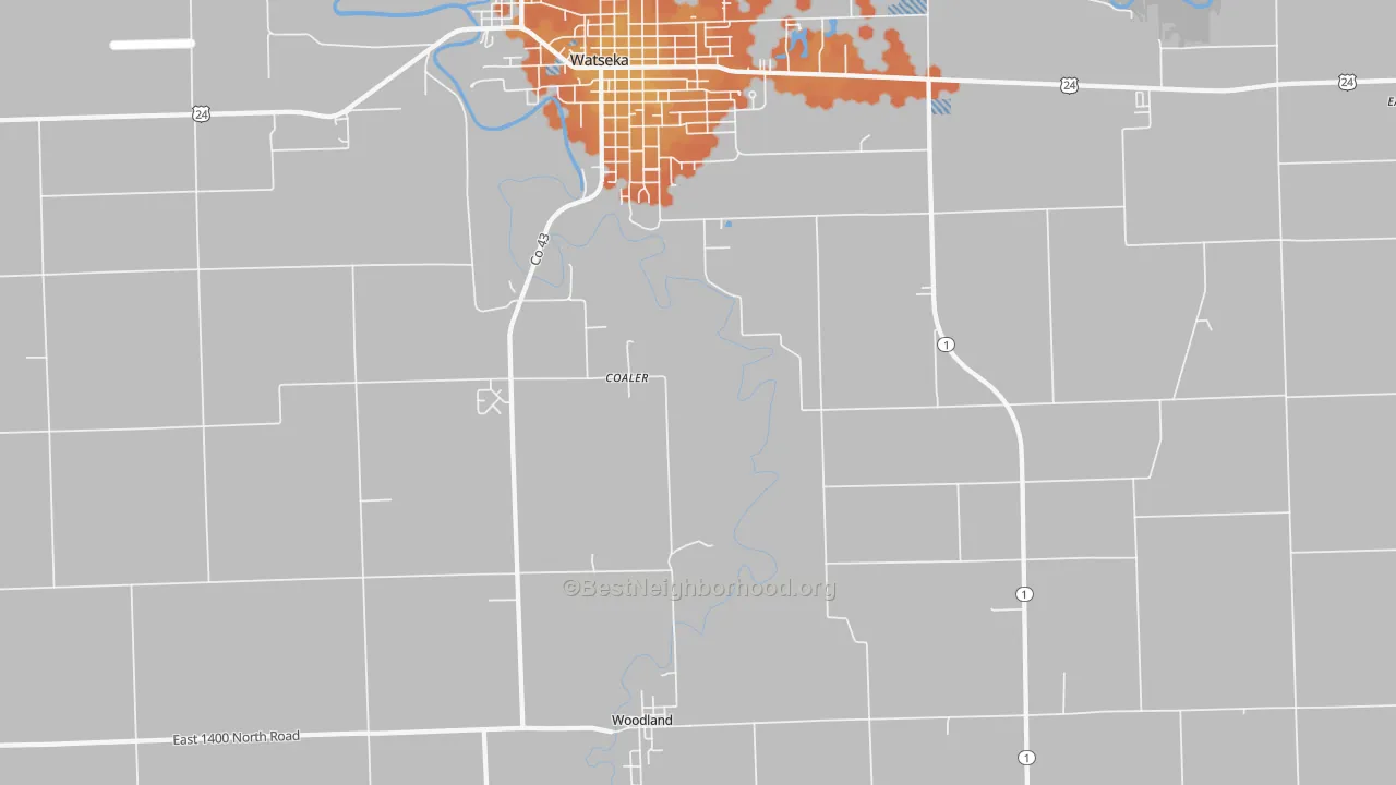 Bike Grade map of Woodland, IL
