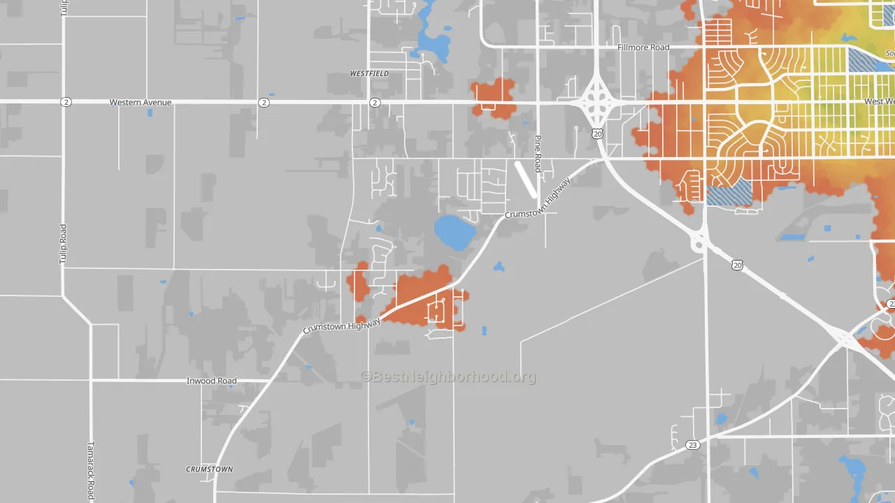 Bike Grade map of Woodland, IN