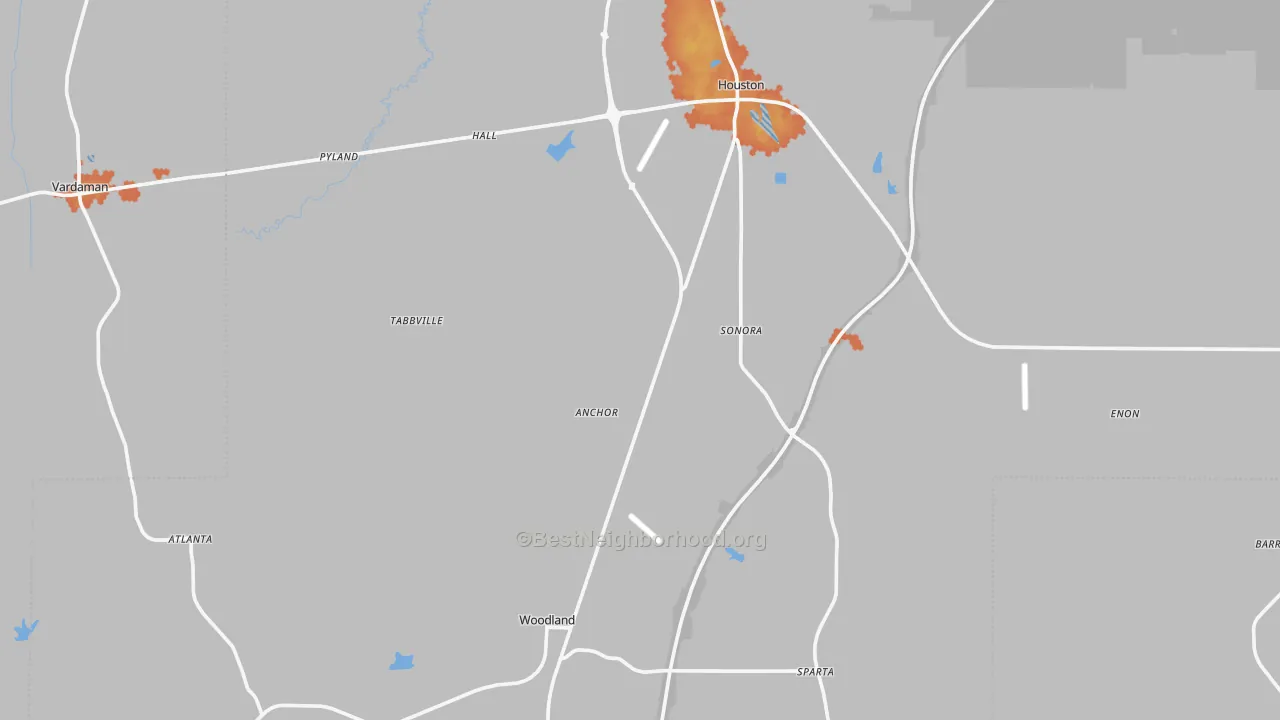 Bike Grade map of Woodland, MS