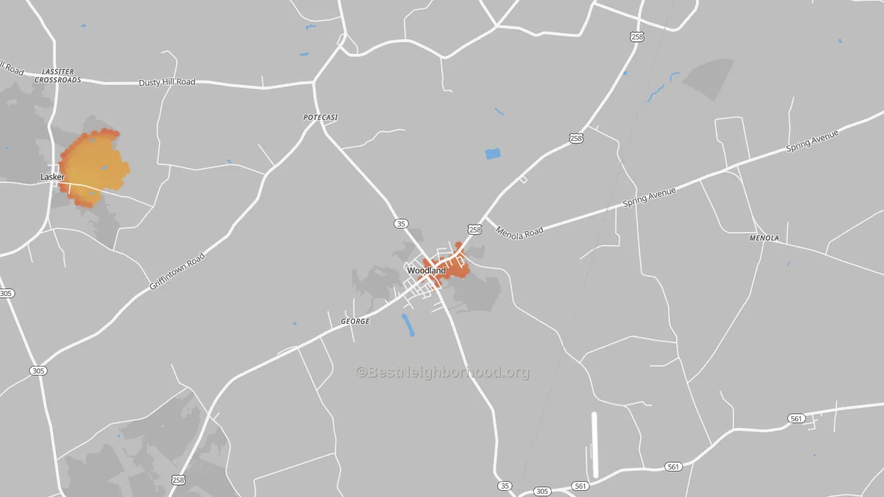 Bike Grade map of Woodland, NC