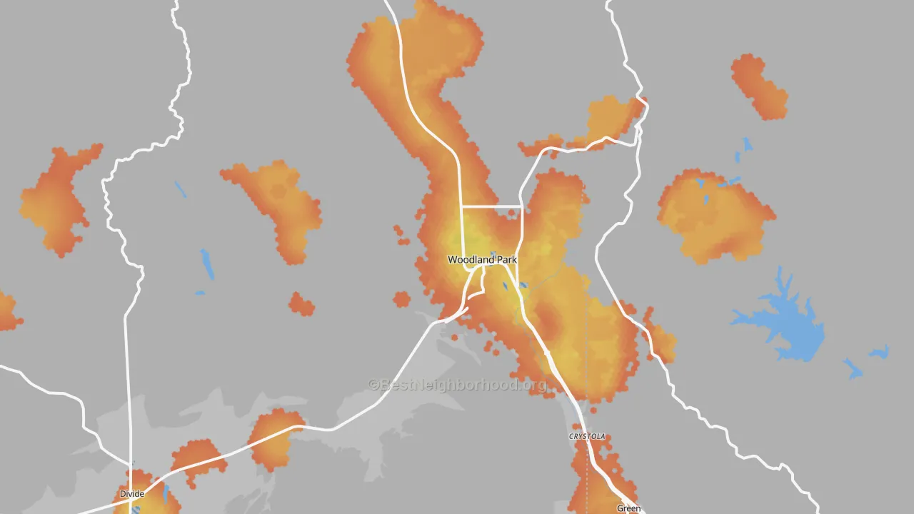 Bike Grade map of Woodland Park, CO