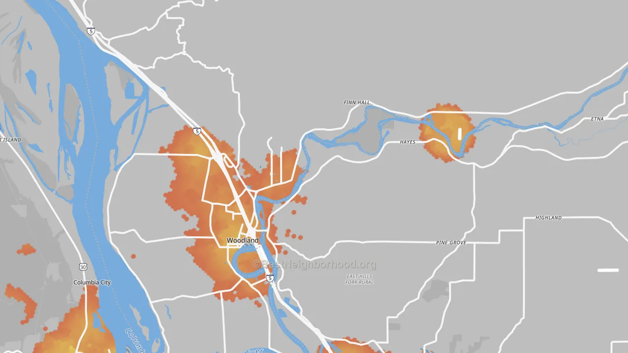 Bike Grade map of Woodland, WA