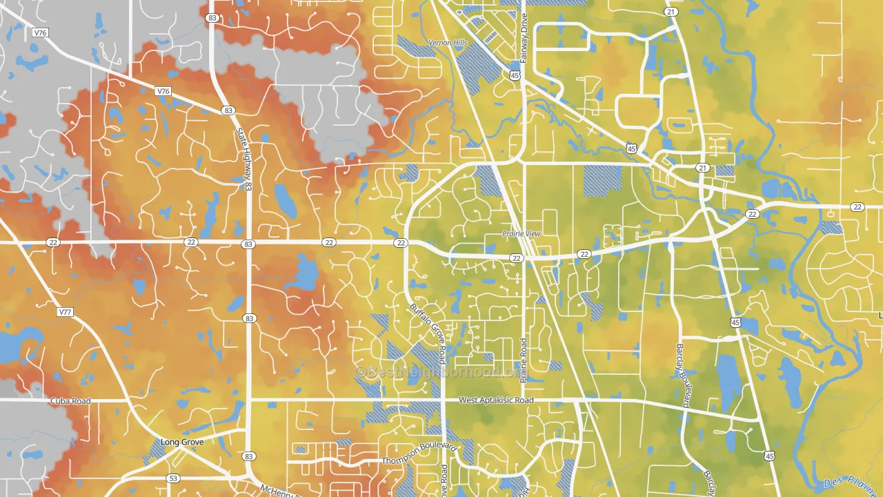 Bike Grade map of Woodlands at Fiore, Buffalo Grove, IL
