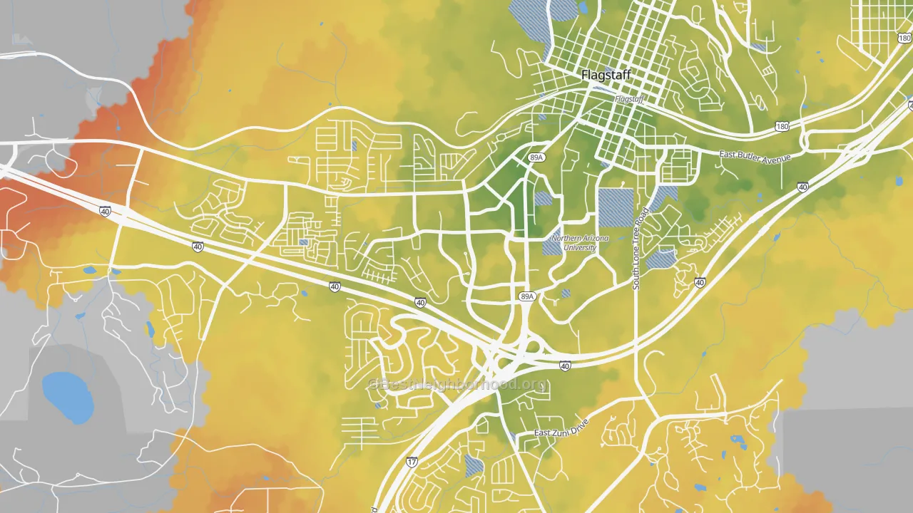 Bike Grade map of Woodlands Village, Flagstaff, AZ