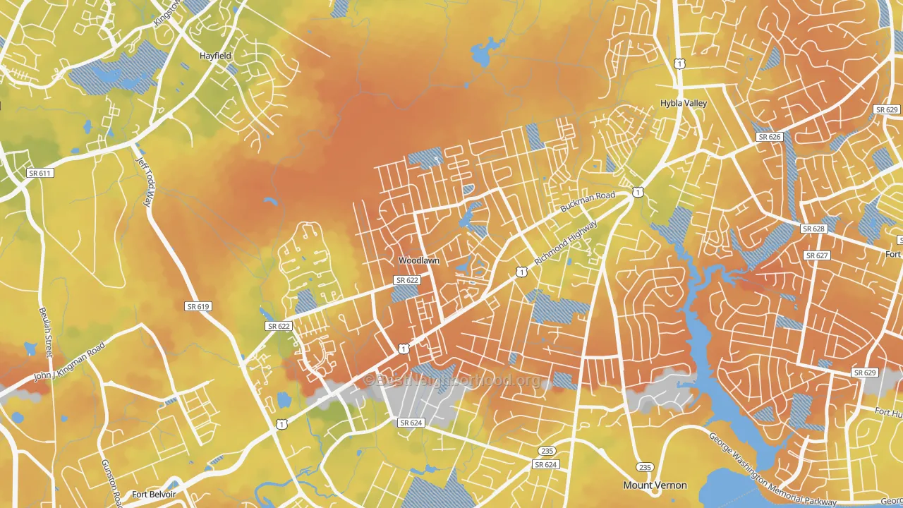 Bike Grade map of Woodlawn, Alexandria, VA