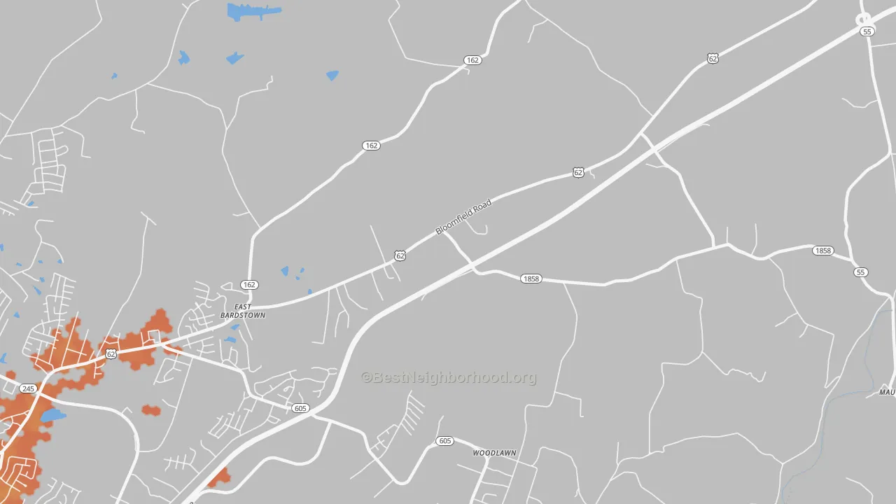 Bike Grade map of Woodlawn, KY