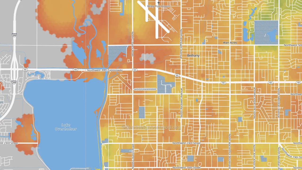 Bike Grade map of Woodlawn Park, OK