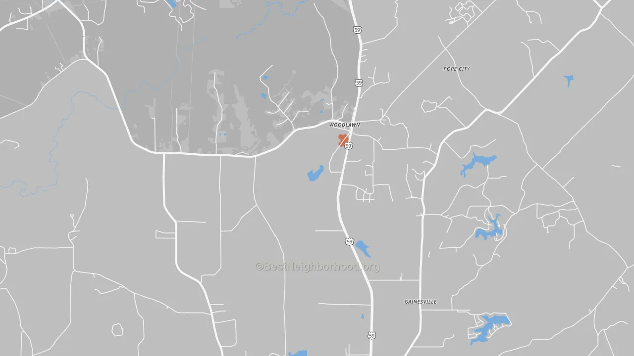 Bike Grade map of Woodlawn, TX