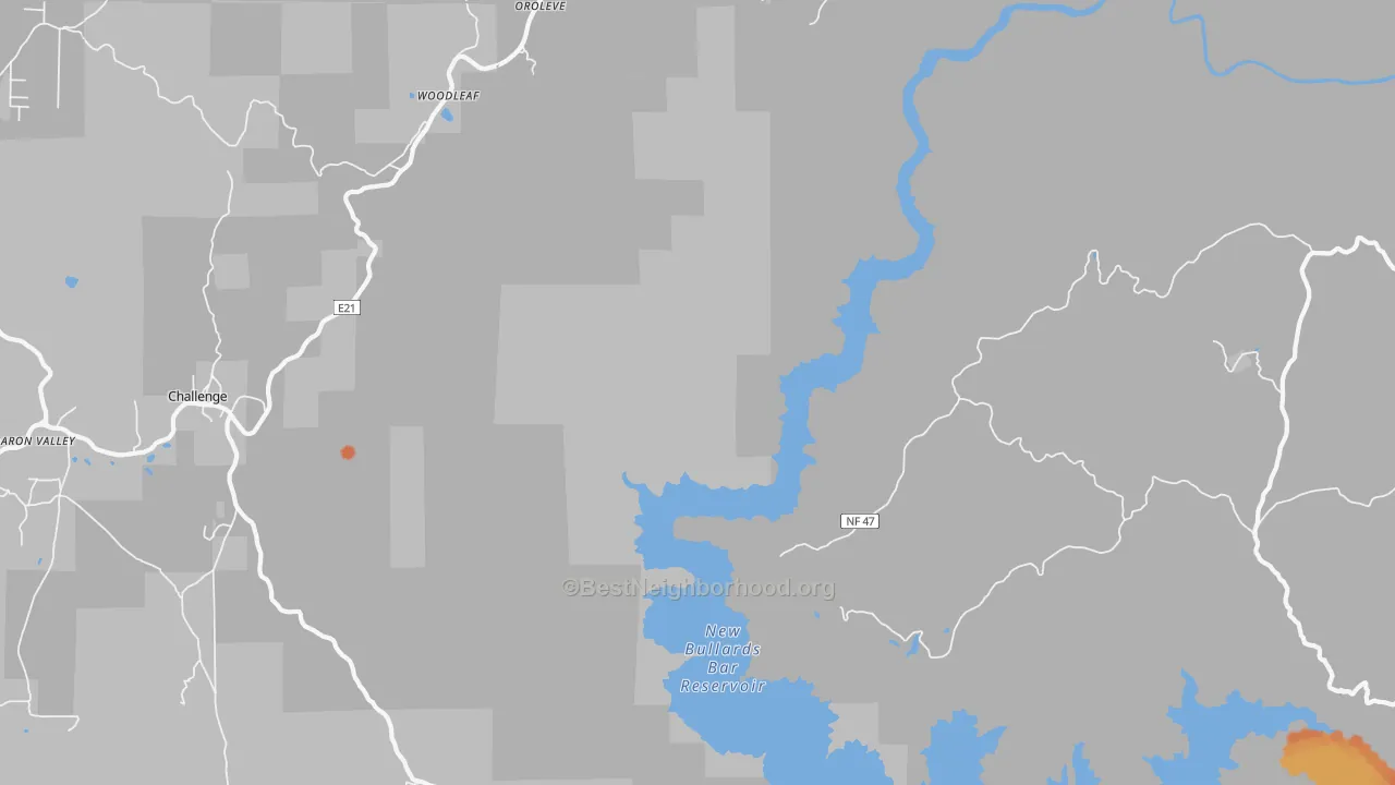 Bike Grade map of Woodleaf, CA