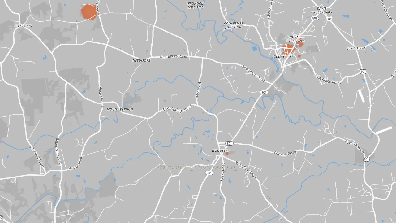Bike Grade map of Woodleaf, NC