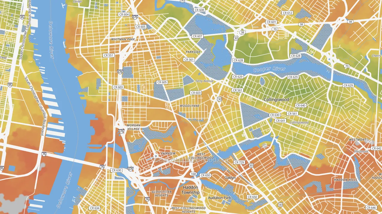 Bike Grade map of Woodlynne, NJ