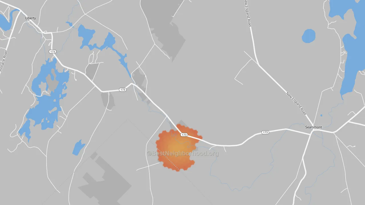 Bike Grade map of Woodmans Mills, ME