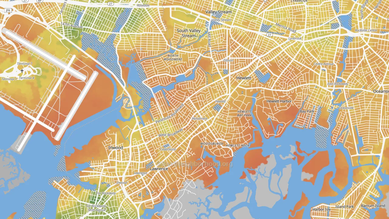 Bike Grade map of Woodmere, NY