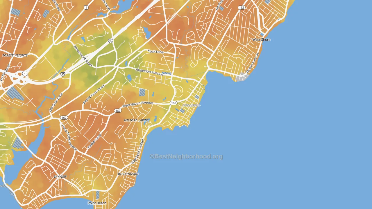 Bike Grade map of Woodmont, CT