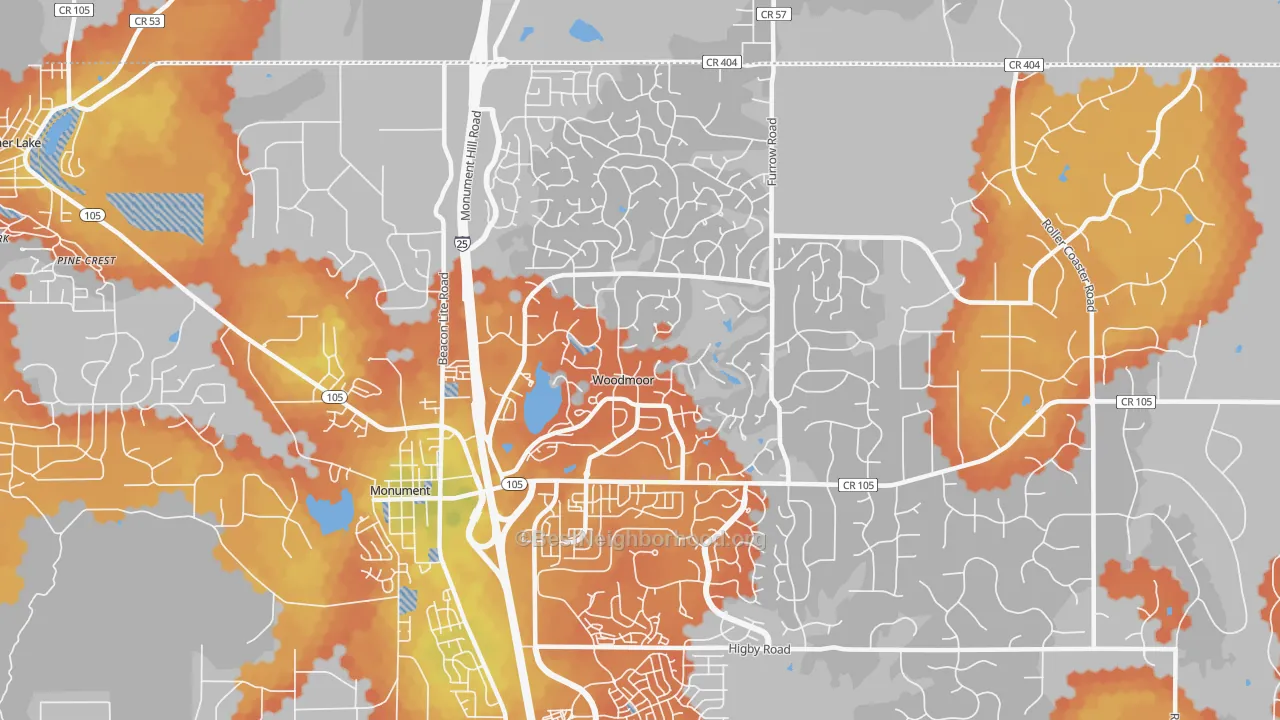 Bike Grade map of Woodmoor, CO