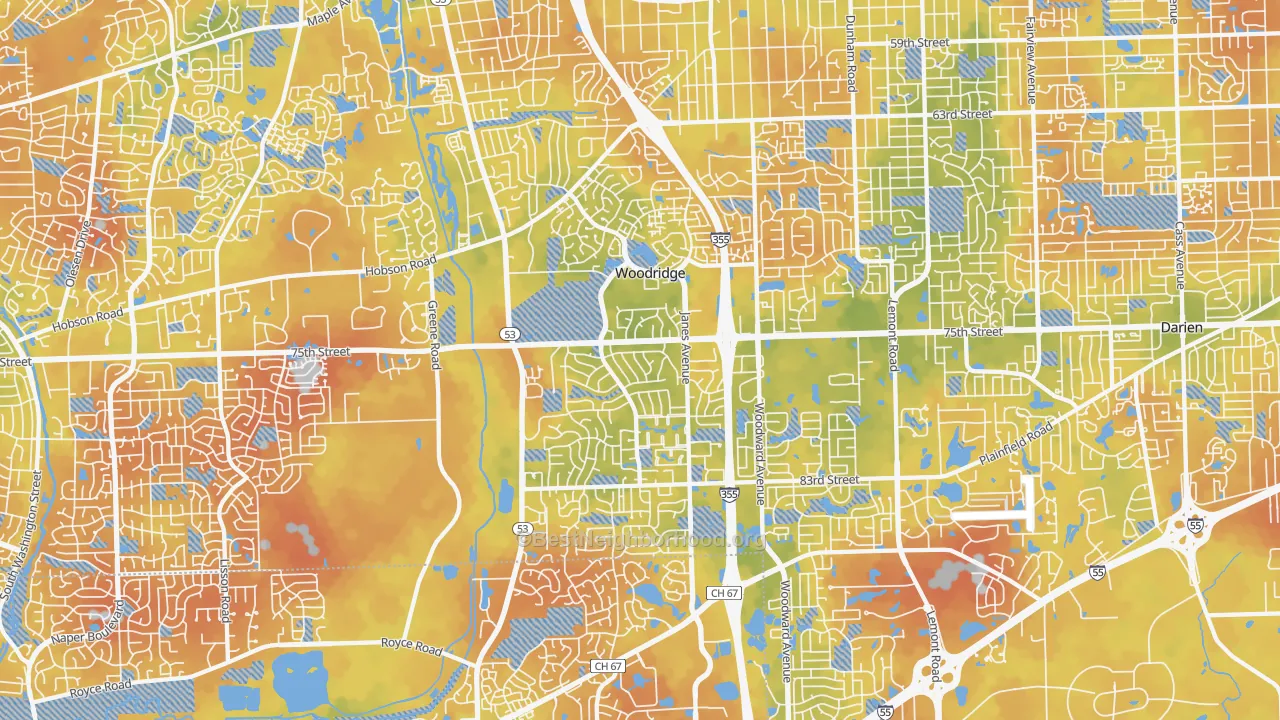 Bike Grade map of Woodridge, IL