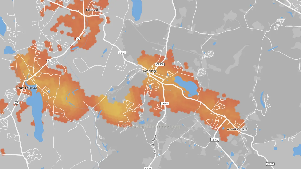 Bike Grade map of Woodridge, NY