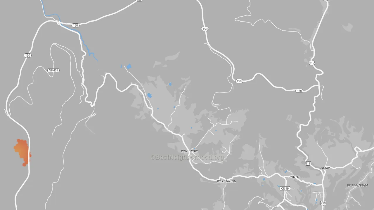 Bike Grade map of Woodrow, WV