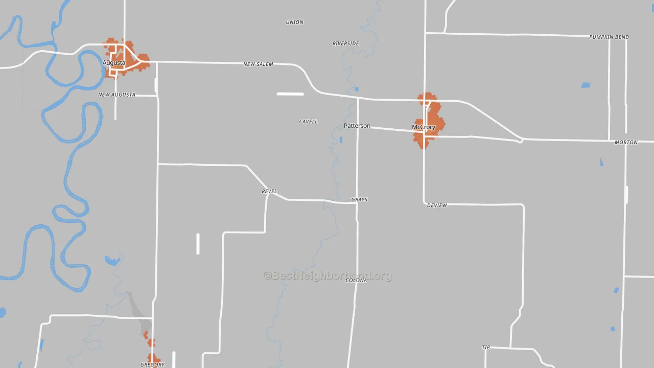 Bike Grade map of Woodruff County, AR