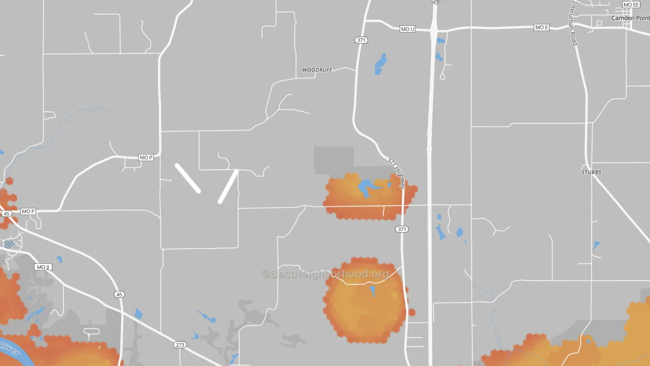 Bike Grade map of Woodruff, MO