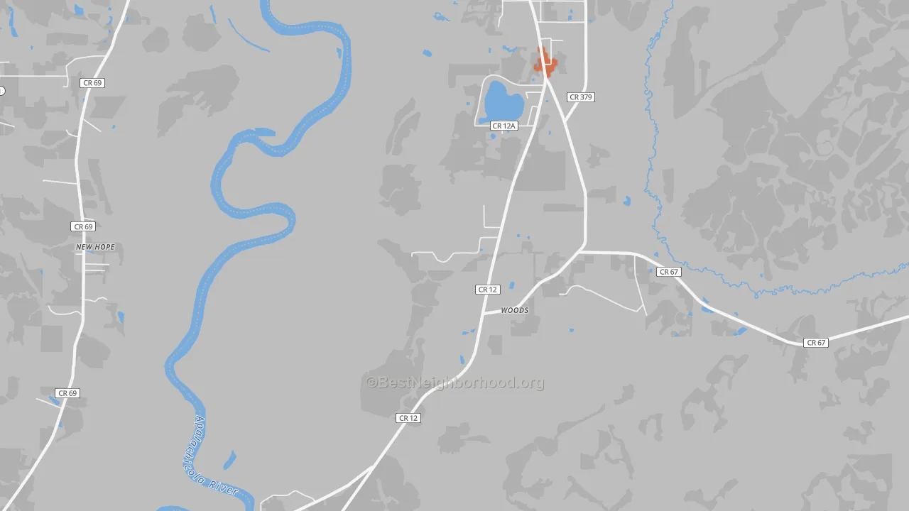 Bike Grade map of Woods, FL