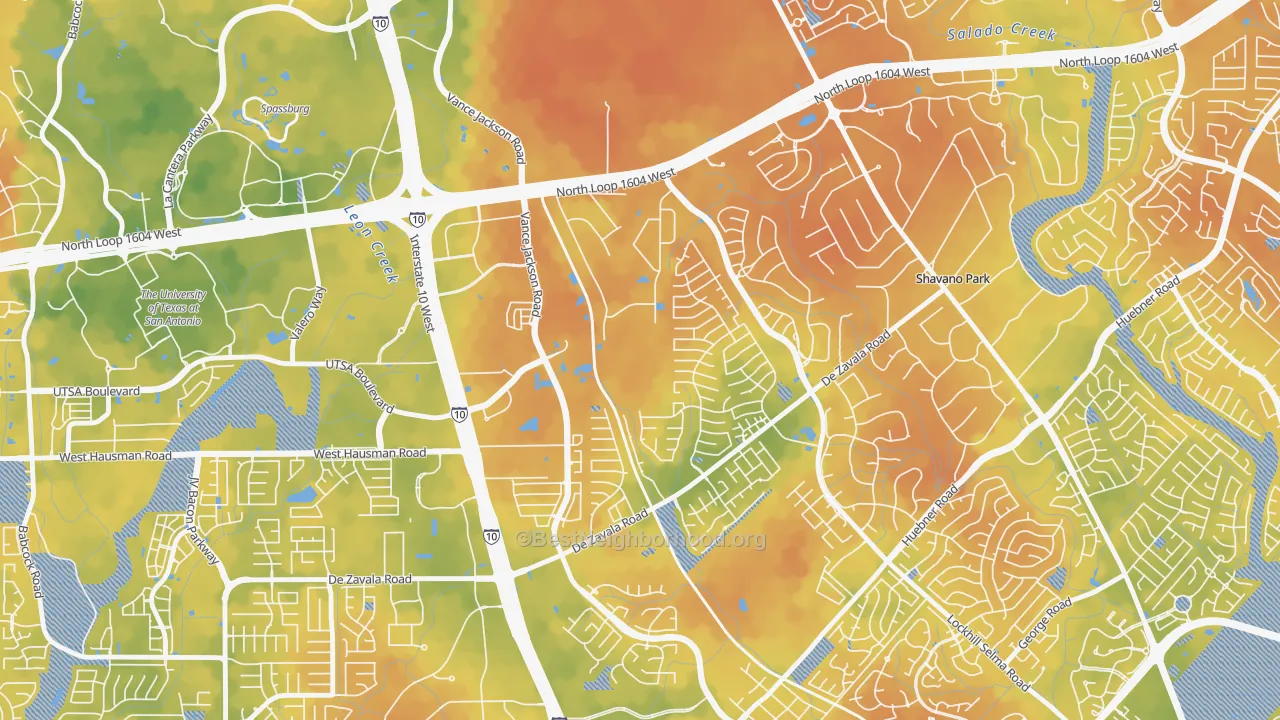 Bike Grade map of Woods of Shavano, San Antonio, TX