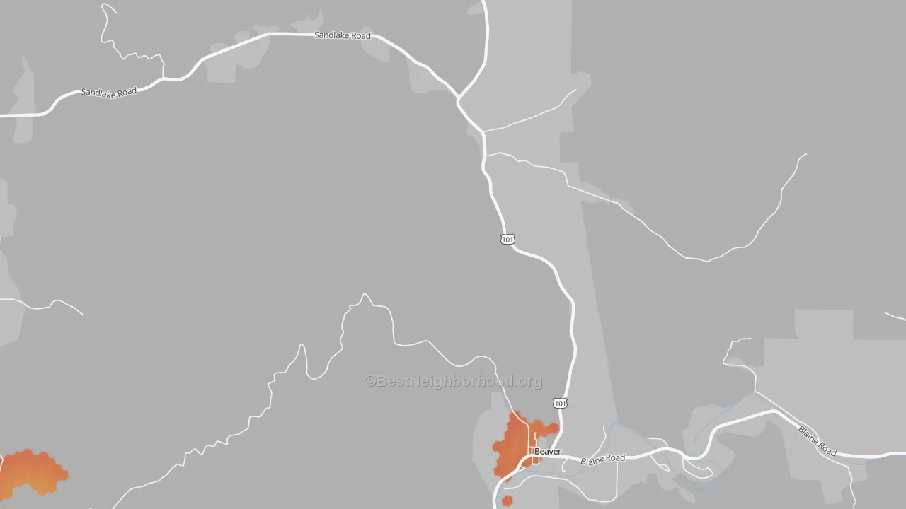 Bike Grade map of Woods, OR