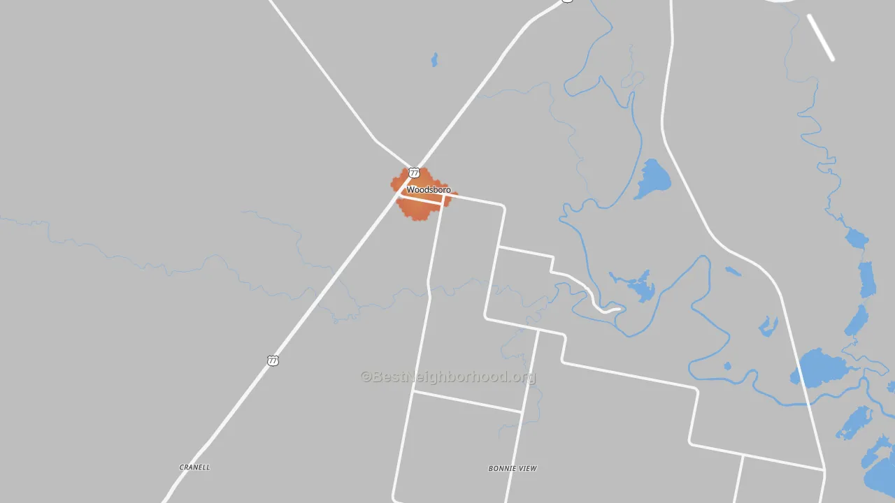 Bike Grade map of Woodsboro, TX