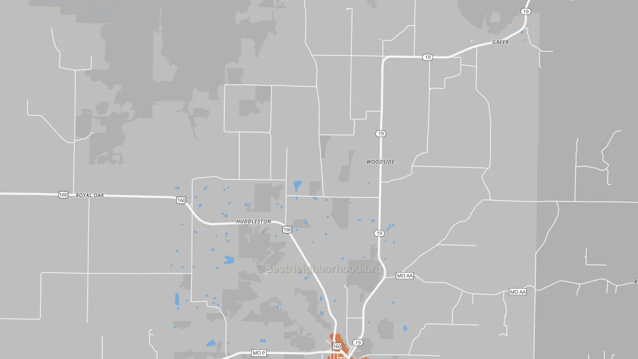Bike Grade map of Woodside, MO