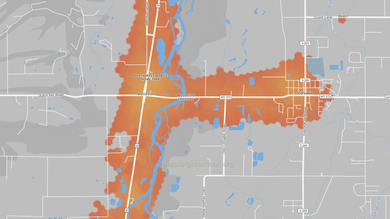 Bike Grade map of Woodside, MT