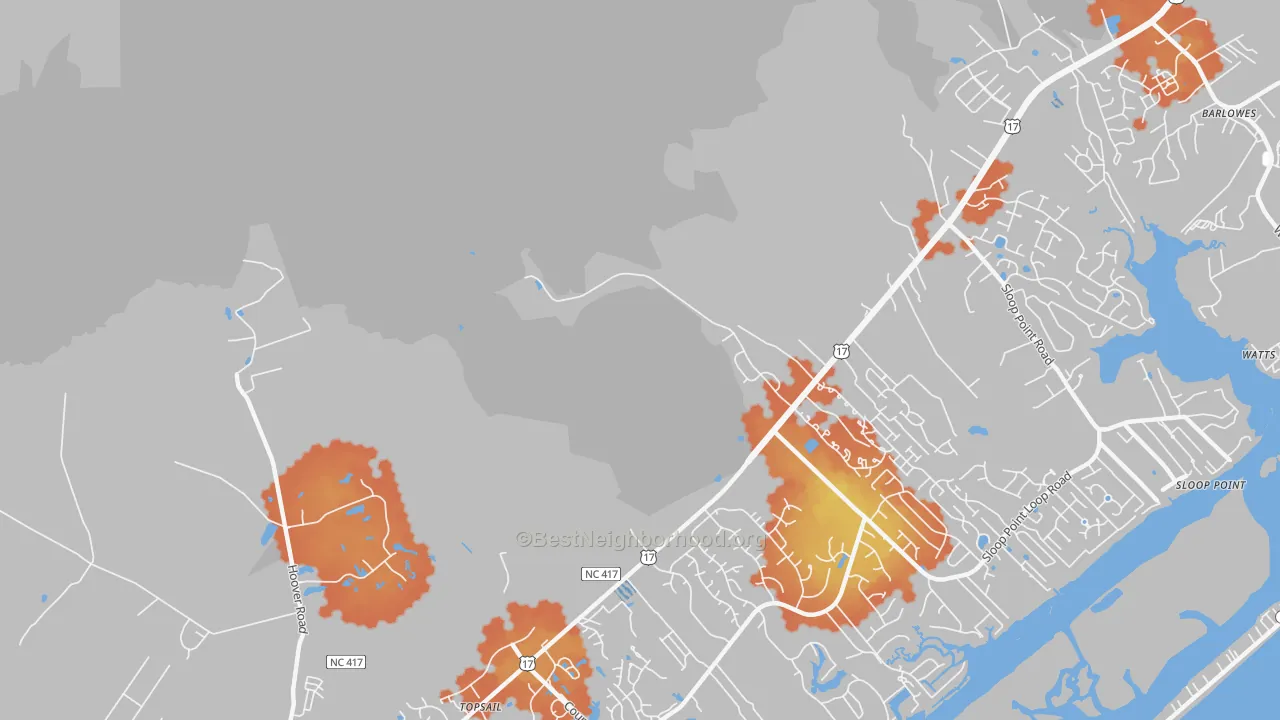 Bike Grade map of Woodside, NC