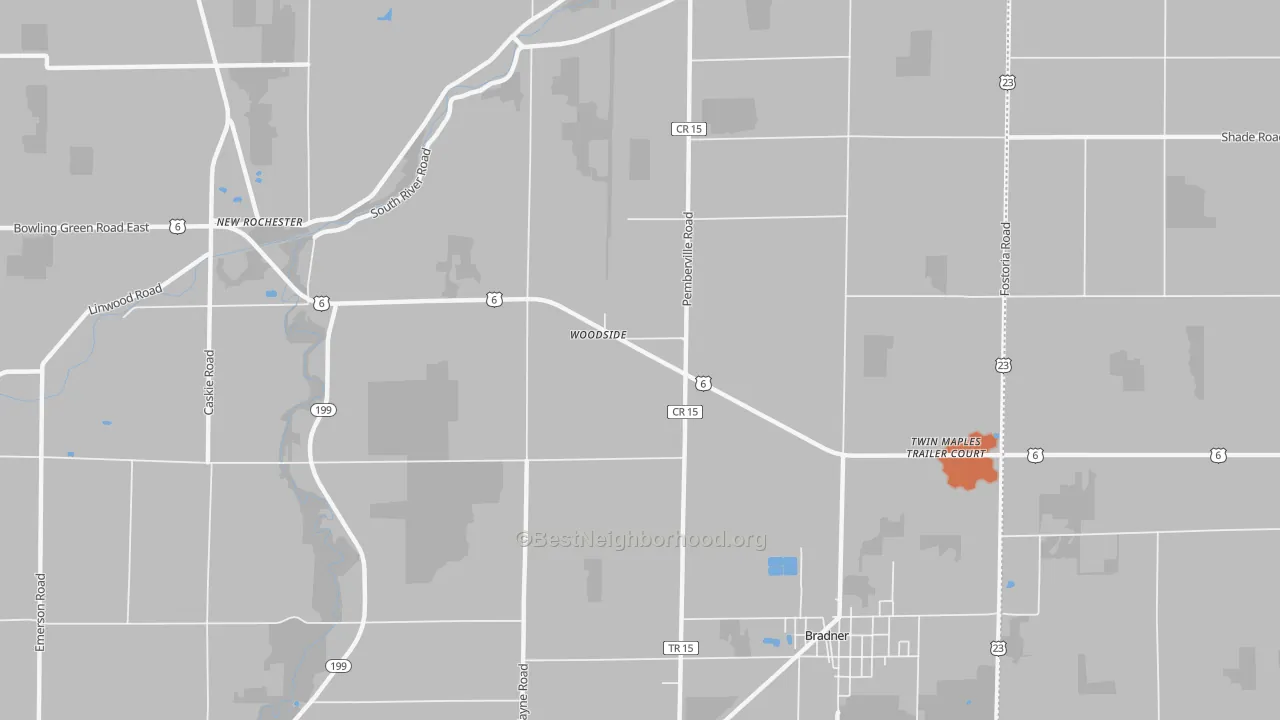 Bike Grade map of Woodside, OH