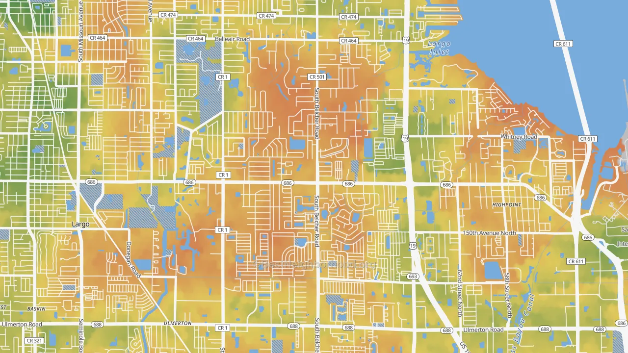 Bike Grade map of Woodside Village, Largo, FL