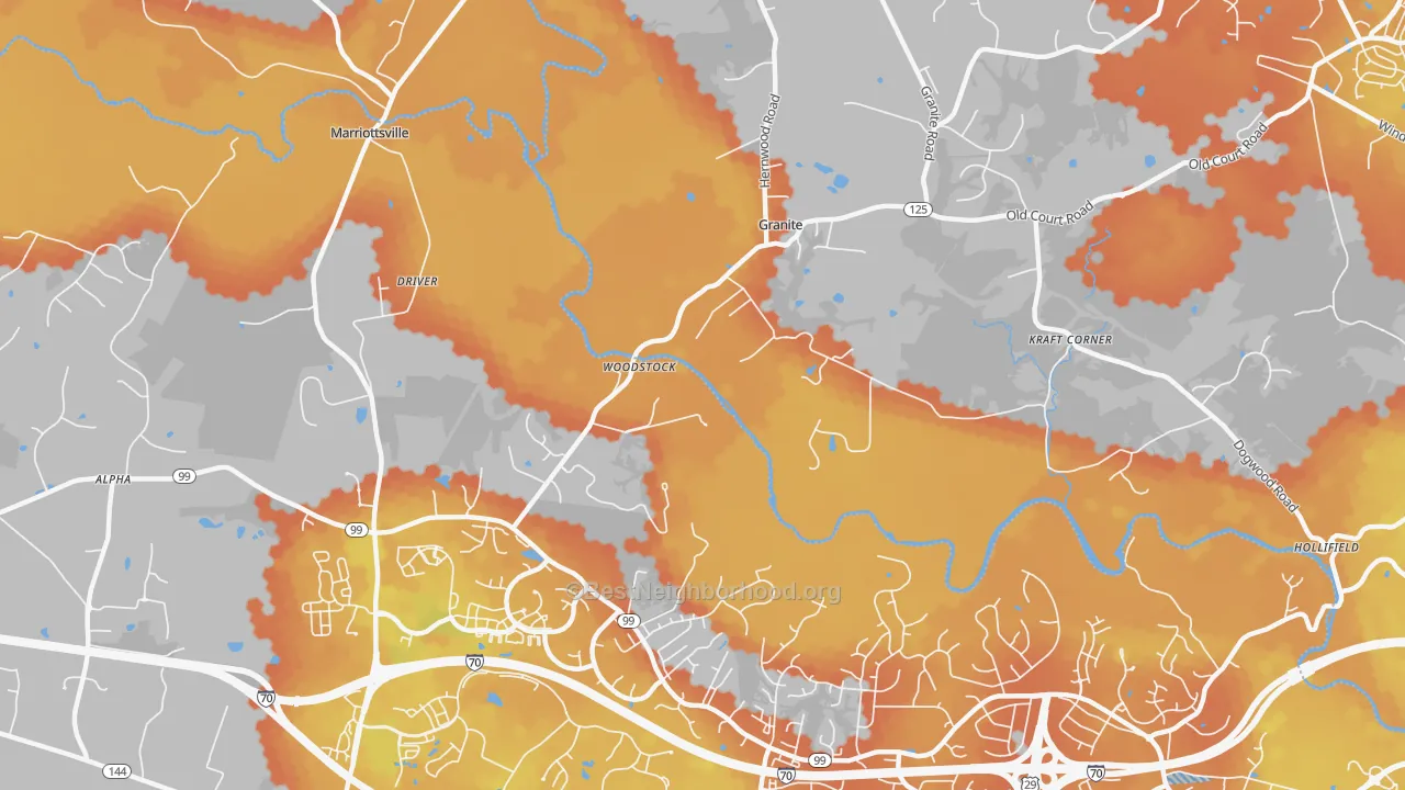 Bike Grade map of Woodstock, MD
