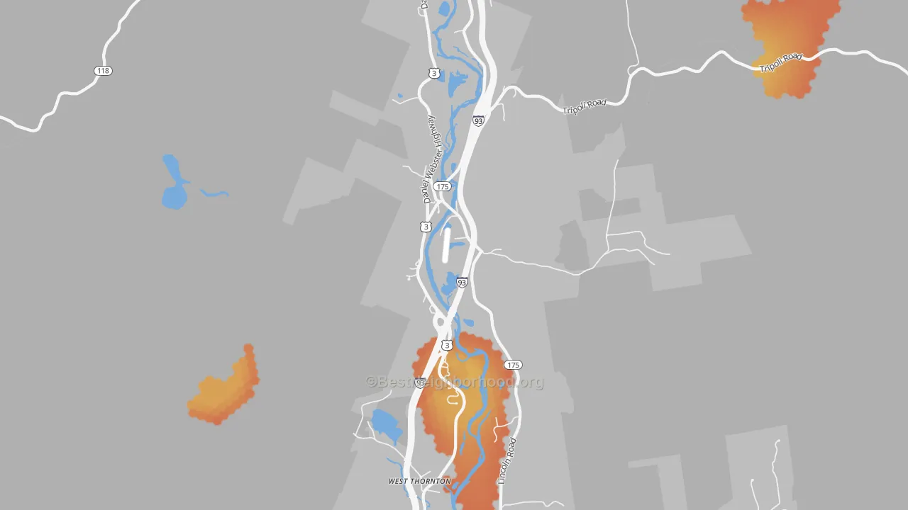 Bike Grade map of Woodstock, NH